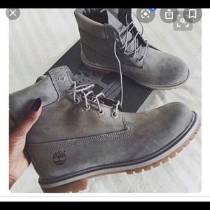 GREY & MAROON Timberland Boots worn one time.